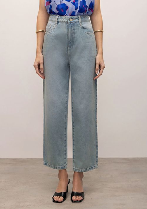 Calça Iódice Reta Cós Alto Tradicional Jeans
