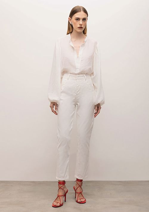 Calça Iódice Cigarrete Cós Alto Tradicional Off White