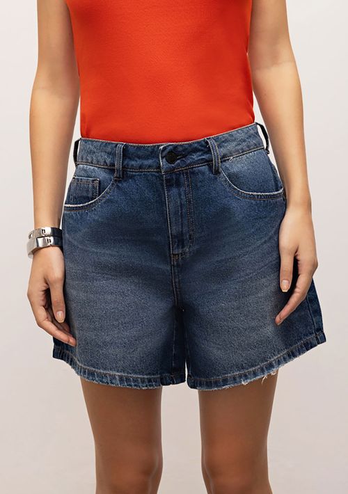 Shorts Iódice Five Pockets Bolso Bordado Jeans