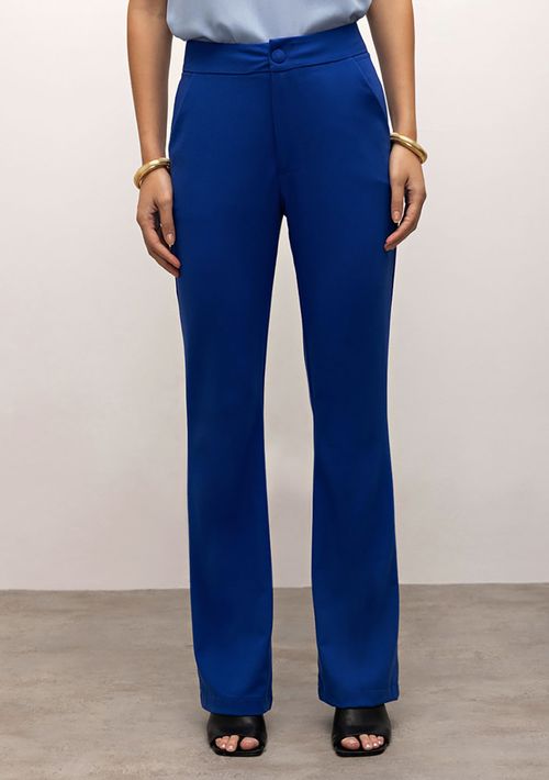 Calça Iódice Boot Cut Cintura Alta Com Bolso Azul