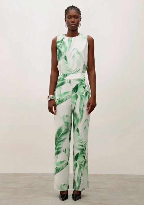 Calça Iódice Reta Cós Alto Com Bolso Off White