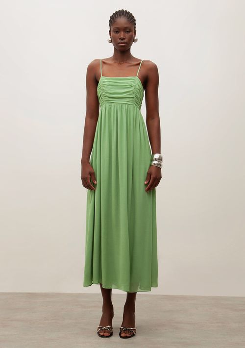 Vestido Iódice Midi Decote Princesa Com Drapeado Verde