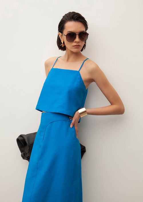 Regata Iódice Decote Reto Detalhe Costas Azul