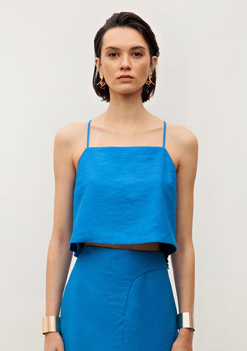 Regata Iódice Decote Reto Detalhe Costas Azul