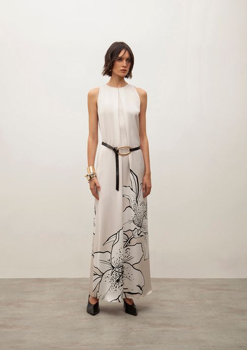 Vestido Iódice Longo Cava Francesa Com Pregas Preto