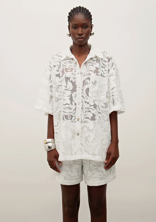 Camisa Iódice Manga Evasê Com Bolso Off White