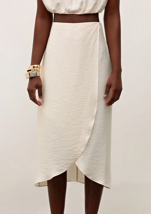 Saia Iódice Midi Pareô Com Transpasse Off White