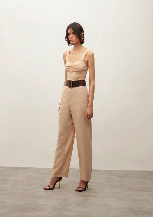 Calça Iódice Reta Alta Bege