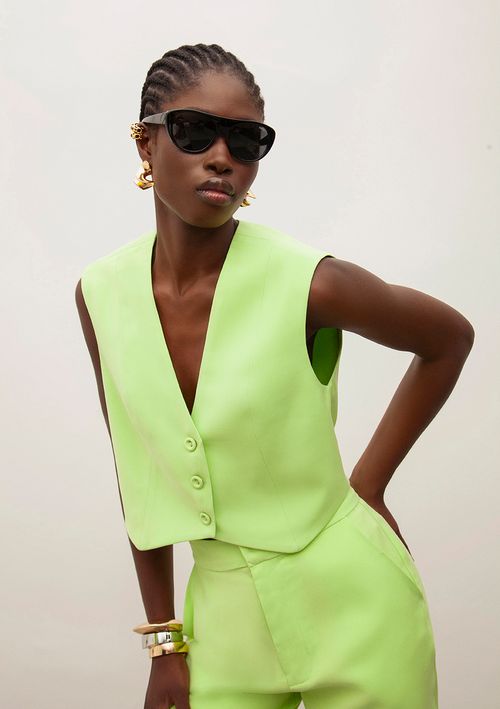 Colete Iódice Ajustado Sem Manga Cropped Verde