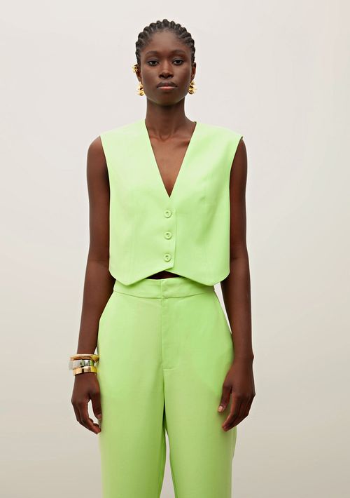 Colete Iódice Ajustado Sem Manga Cropped Verde