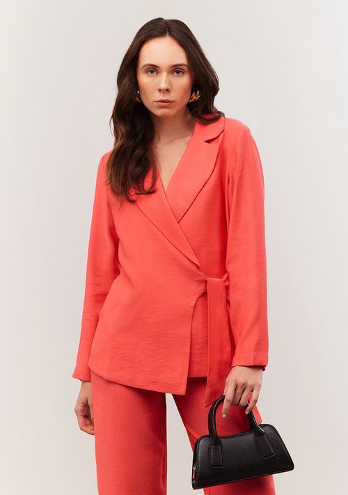 Blazer Iódice Com Recorte Com Amarração Rosa