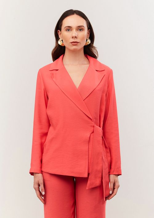 Blazer Iódice Com Recorte Com Amarração Rosa
