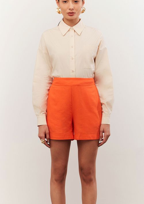 Shorts Iódice Reto Detalhe Elástico Laranja