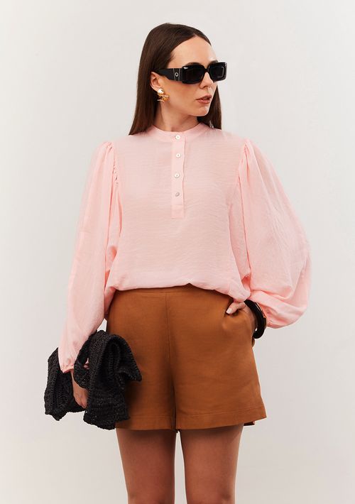 Shorts Iódice Reto Detalhe Elástico Marrom