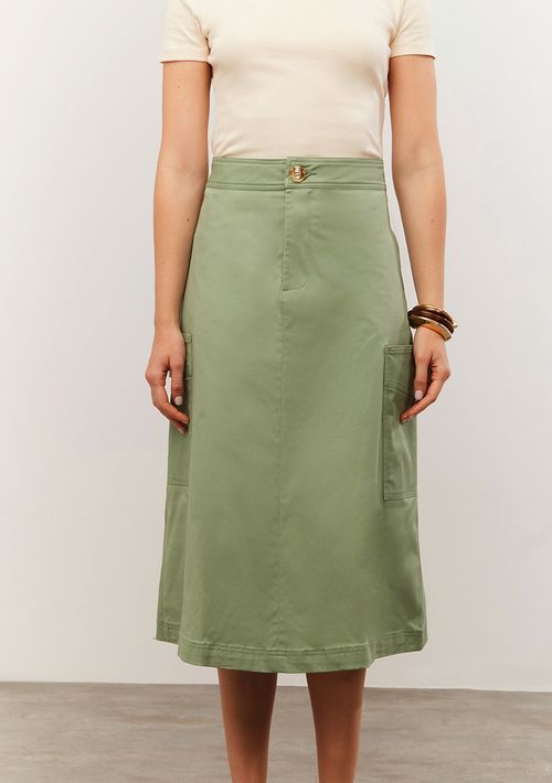Saia Iódice Midi Cargo Bolso Cargo Verde