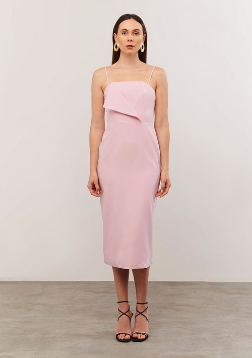 Vestido Iódice Midi Tomara Que Caia Alça Removível Rosa