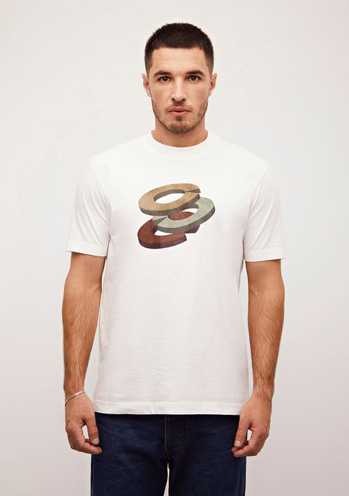 Camiseta Sólta Decote Careca Manga Curta Padrao Off White