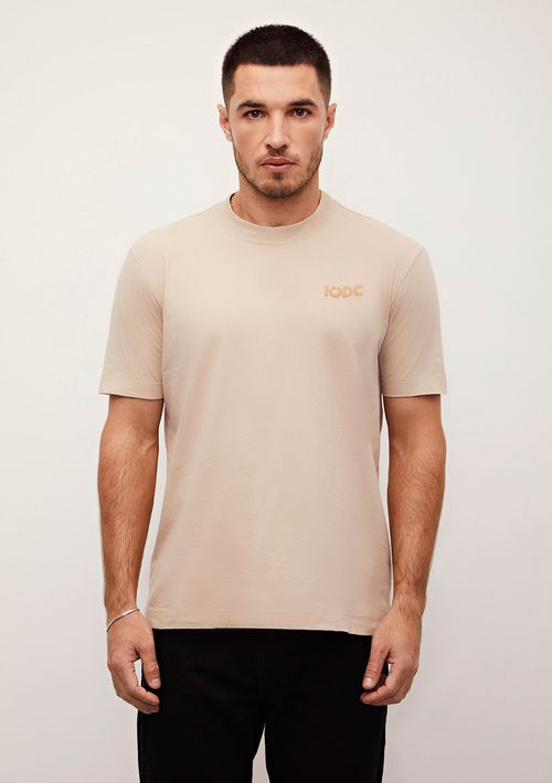 Camiseta Sólta Decote Careca Manga Curta Padrao Bege