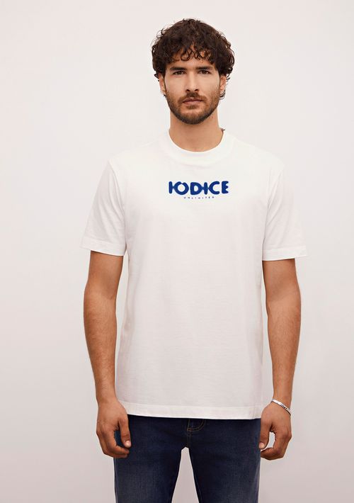 Camiseta Sólta Decote Careca Manga Curta Padrao Off White