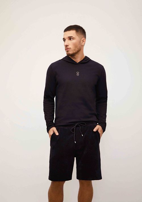 Blusa Sólta Decote Careca Manga Longa Padrao Preto