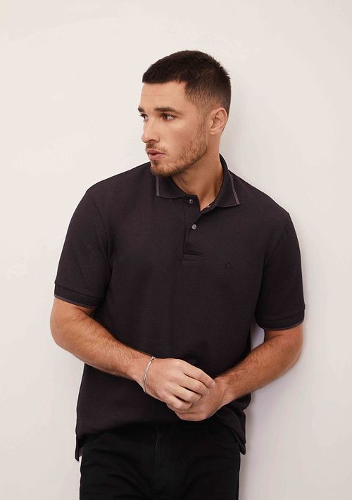 Polo Sólta Decote V Manga Curta Padrao Preto
