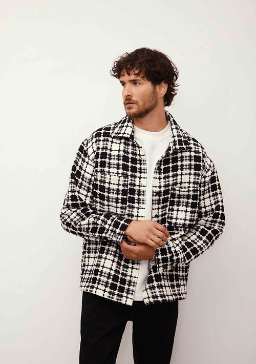 Jaqueta Oversized Manga Longa Padrao Off White