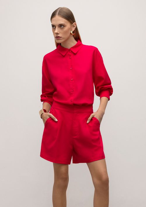 Shorts Iódice Reto Com Pregas Rosa