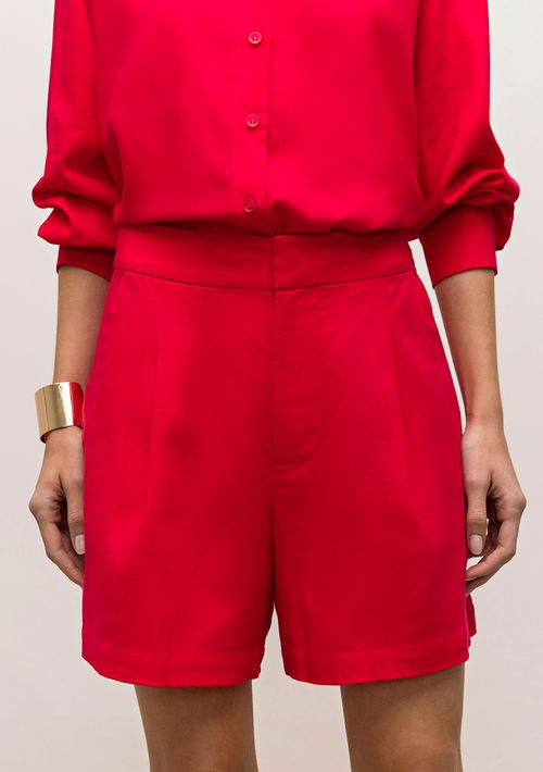 Shorts Iódice Reto Com Pregas Rosa