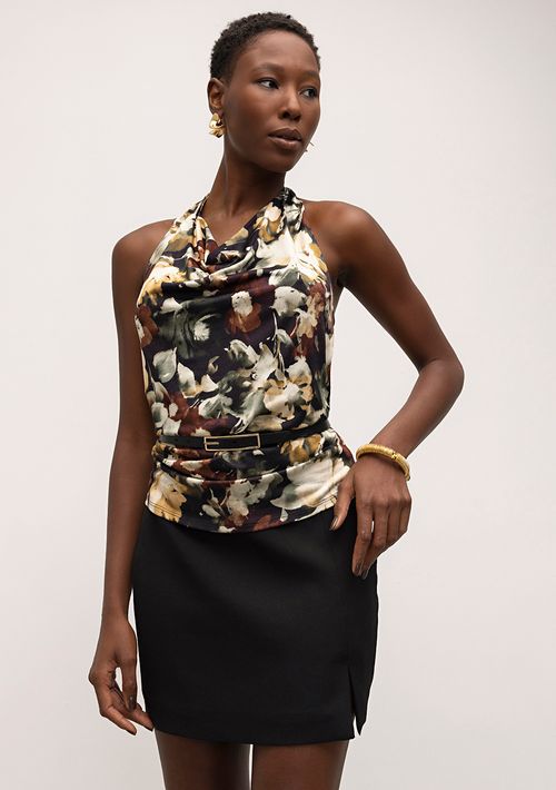 Blusa Iódice Frente Única Cava Em V Detalhe Degage Preto