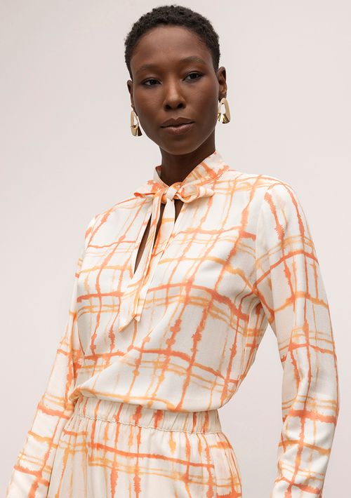 Blusa Iódice Decote V Manga Longa Com Amarração Off White