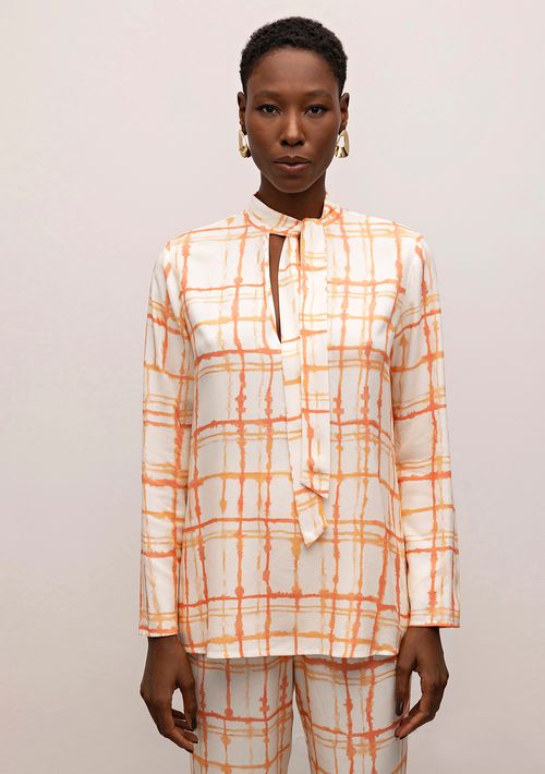 Blusa Iódice Decote V Manga Longa Com Amarração Off White