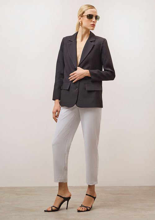 Blazer Iódice Alongado Com Botões Preto