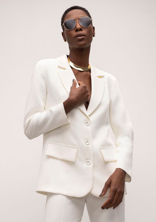 Blazer Iódice Alongado Com Botões Off White