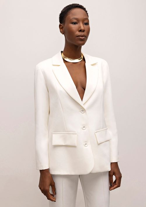Blazer Iódice Alongado Com Botões Off White