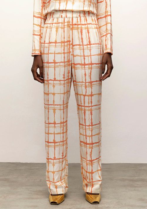 Calça Iódice Reta Cós Alto Com Elástico Off White