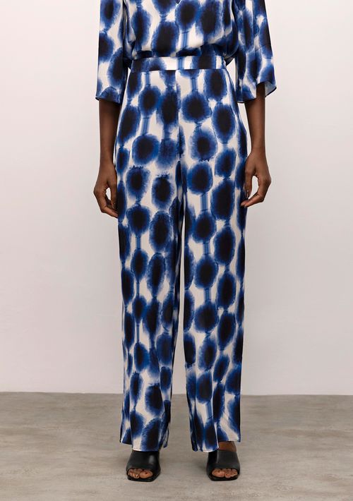Calça Iódice Wide Cós Alto Com Elástico Azul