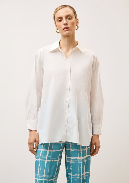 Camisa Iódice Manga Longa Com Pregas Off White