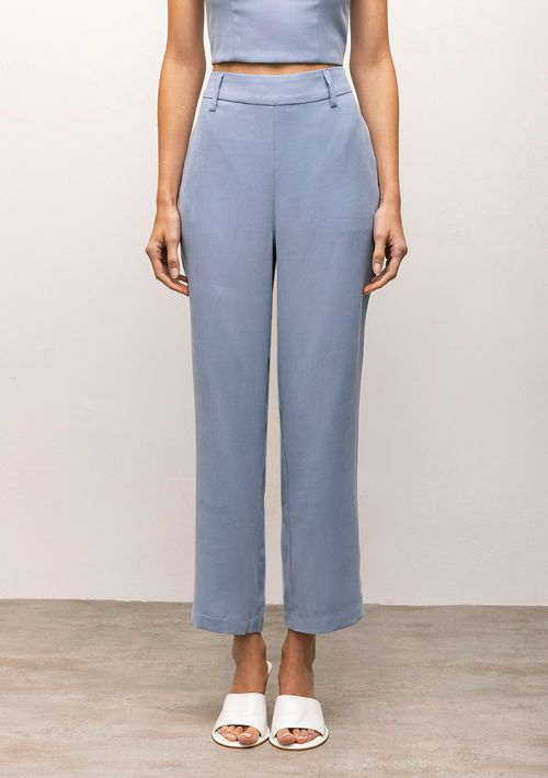 Calça Iódice Slim Cós Alto Com Bolso Azul