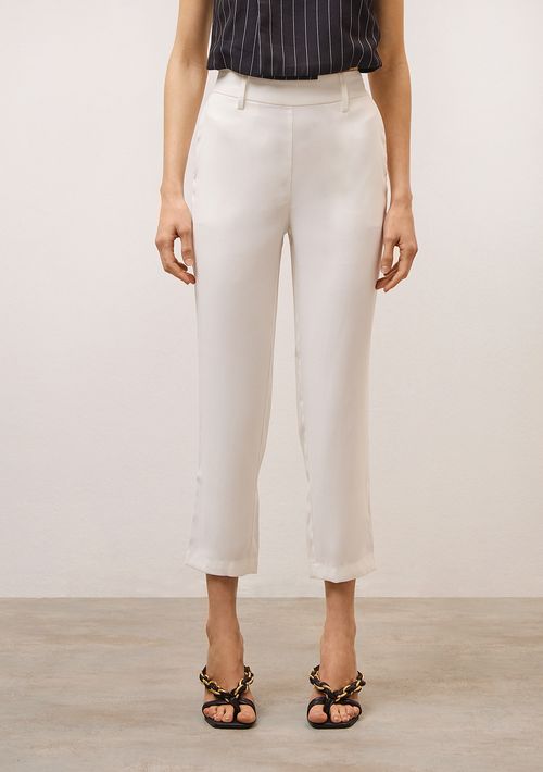 Calça Iódice Slim Cós Alto Com Bolso Off White