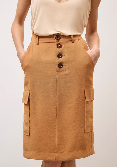 Saia Iódice Midi Cargo Bolso Lateral Marrom