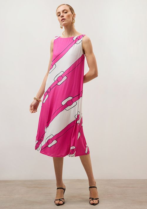 Vestido Iódice Midi Decote Canoa Com Recorte Pink