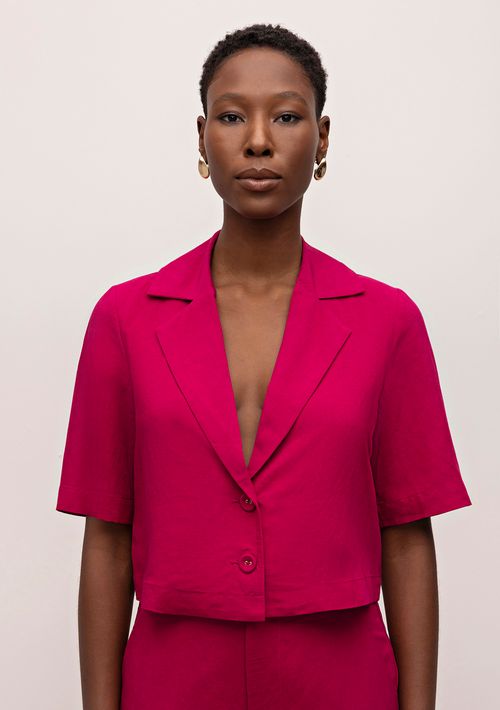 Blazer Iódice Manga Curta Com Botões Pink
