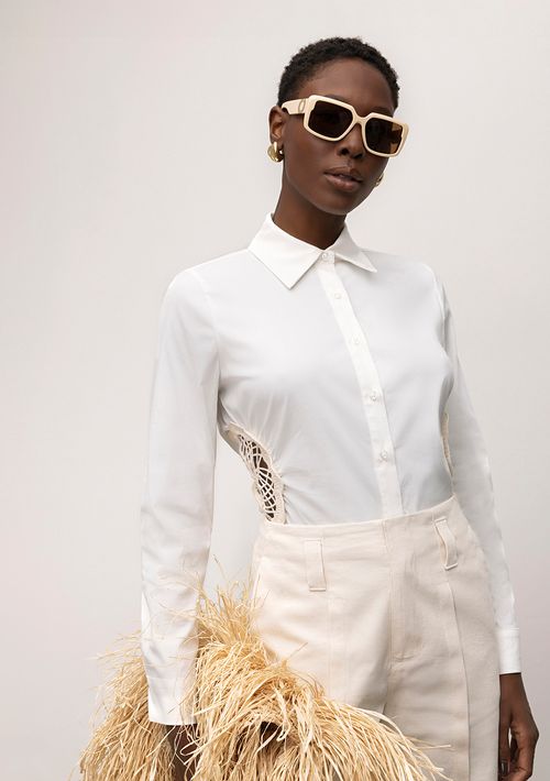 Camisa Iódice Manga Longa Com Bordado Off White