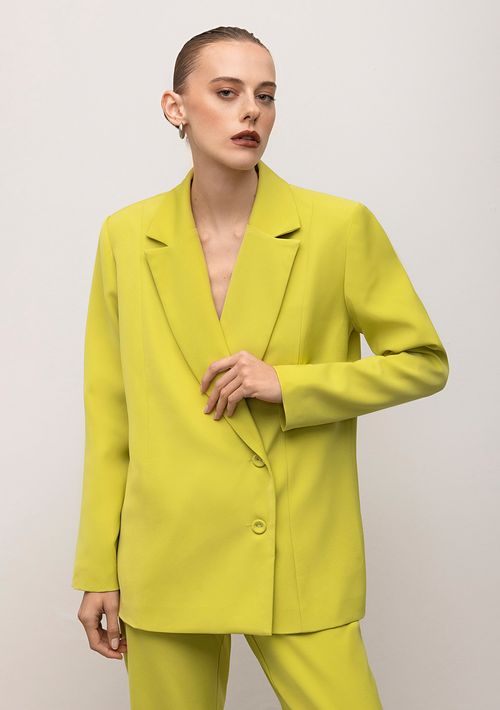 Blazer Iódice Detalhe Botão Com Faixa Verde Claro