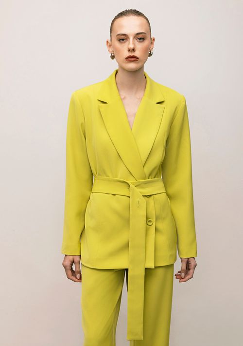 Blazer Iódice Detalhe Botão Com Faixa Verde Claro