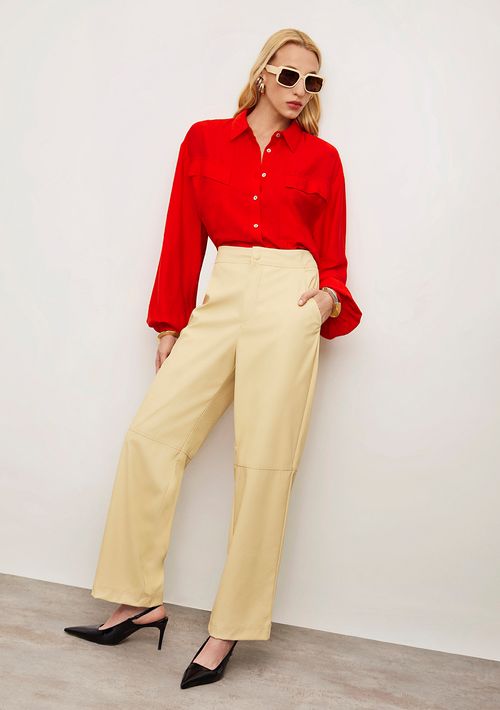 Calça Iódice Reta Alta Amarelo