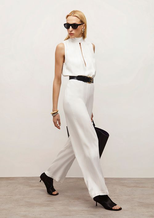 Macacão Iódice Ajustado Gola Alta Sem Manga Longo Off White