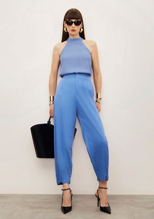 Calça Iódice Cenoura Alta Azul
