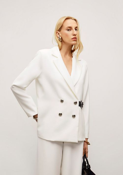 Blazer Iódice Solto Manga Longa Padrão Off White