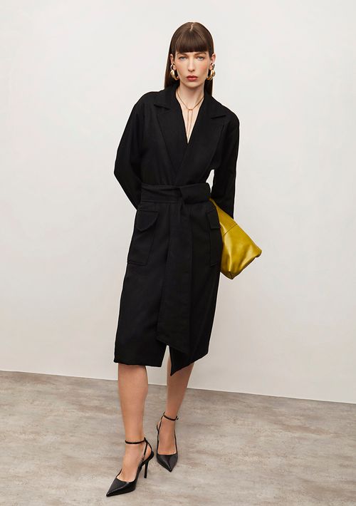 Casaco Iódice Solto Manga Longa Alongado Preto